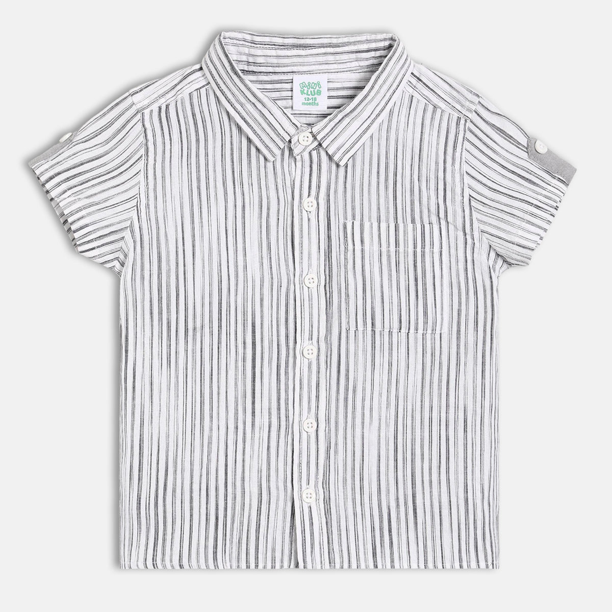 Baby Boys Striped Shirt, White and Grey