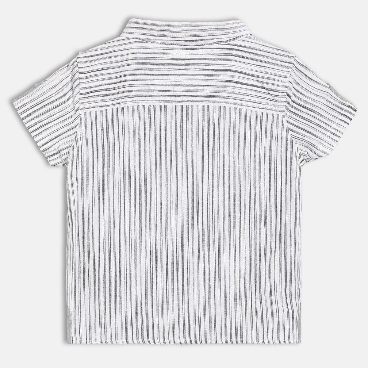 Baby Boys Striped Shirt, White and Grey