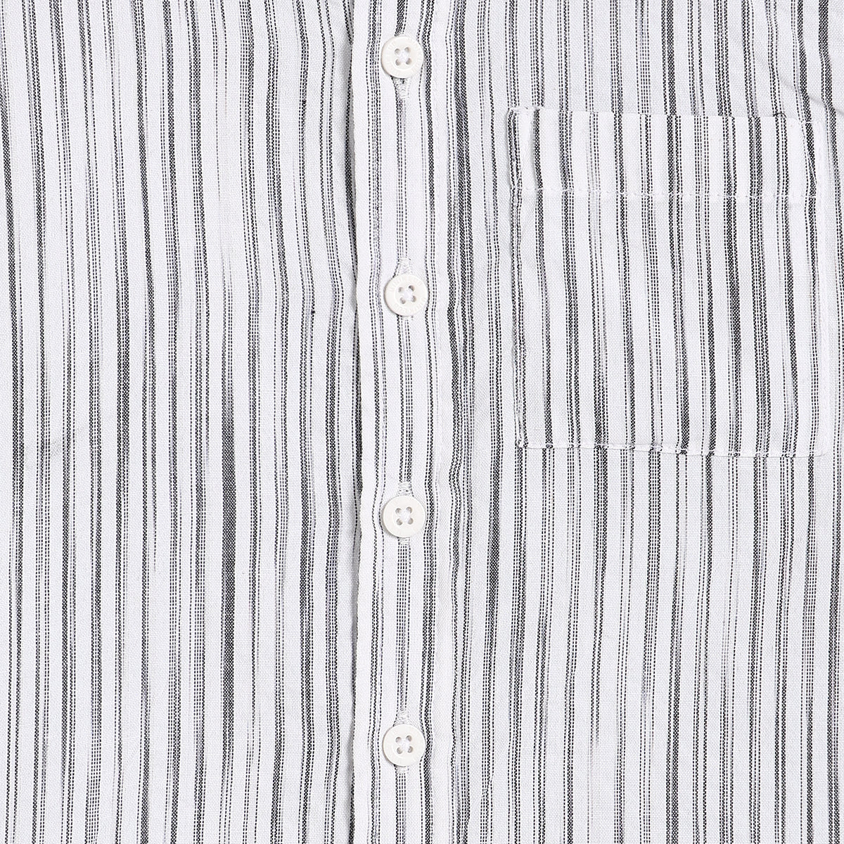 Baby Boys Striped Shirt, White and Grey