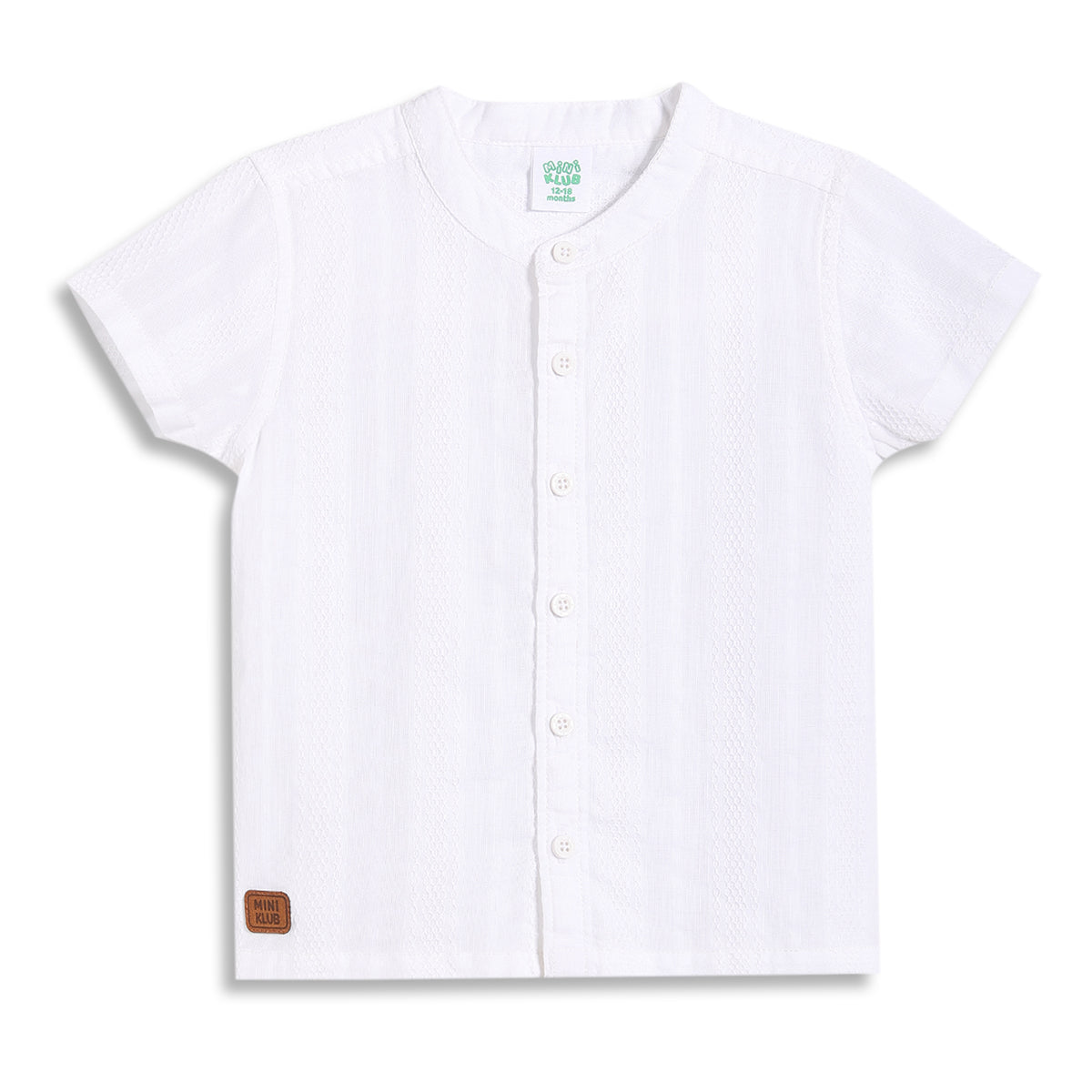 Baby Boys Solid Textured Shirt, White