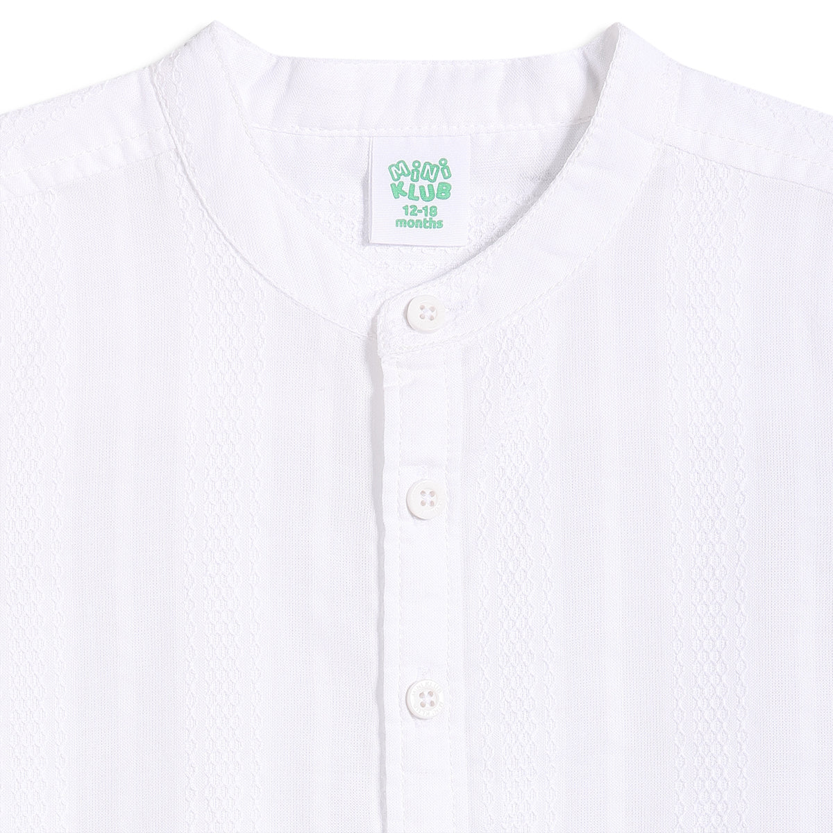 Baby Boys Solid Textured Shirt, White