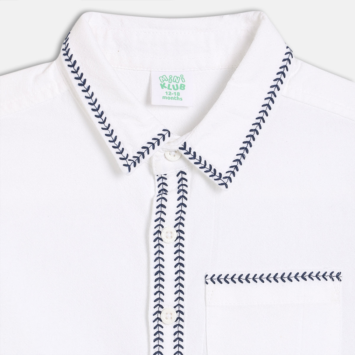 Baby Boys Woven Shirt With Collar Neck, White