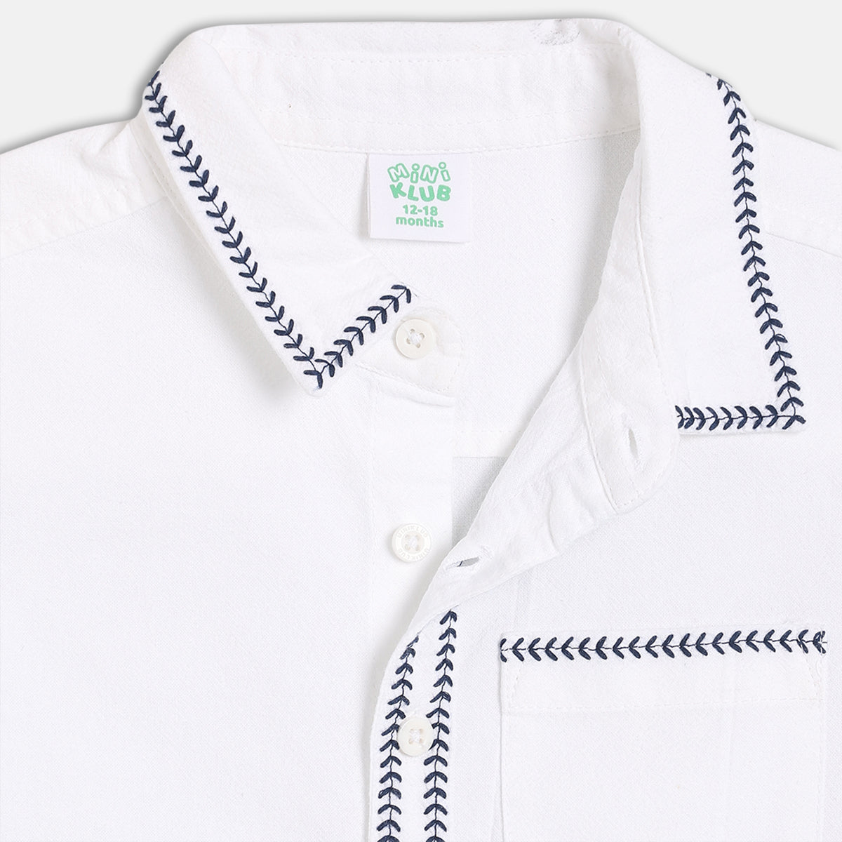 Baby Boys Woven Shirt With Collar Neck, White