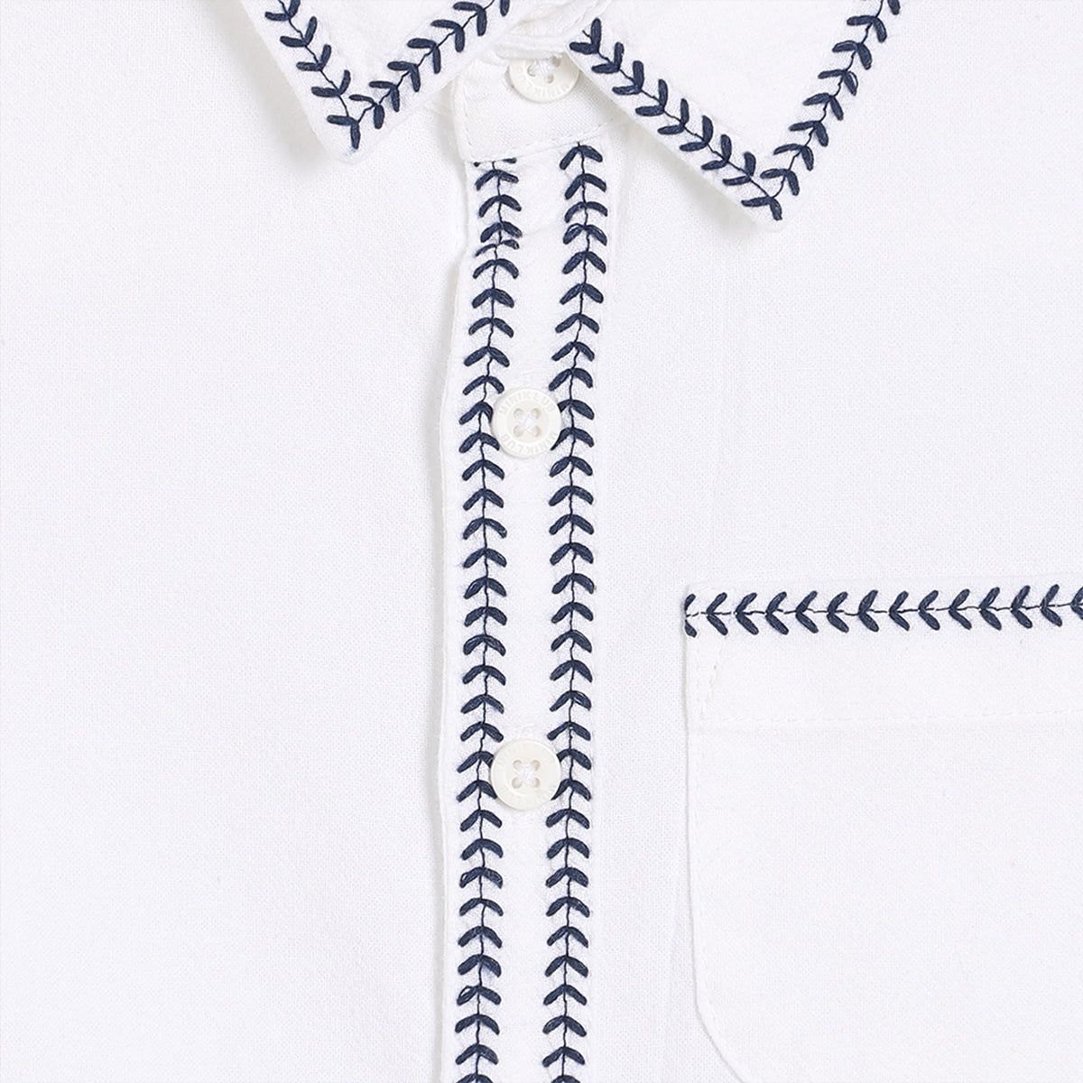 Baby Boys Woven Shirt With Collar Neck, White
