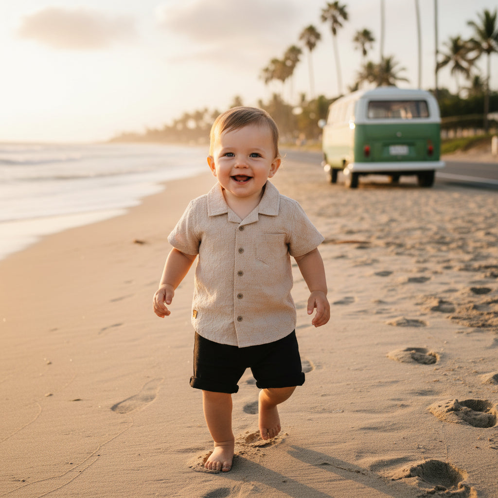 Baby Boys Textured Shirt, Beige