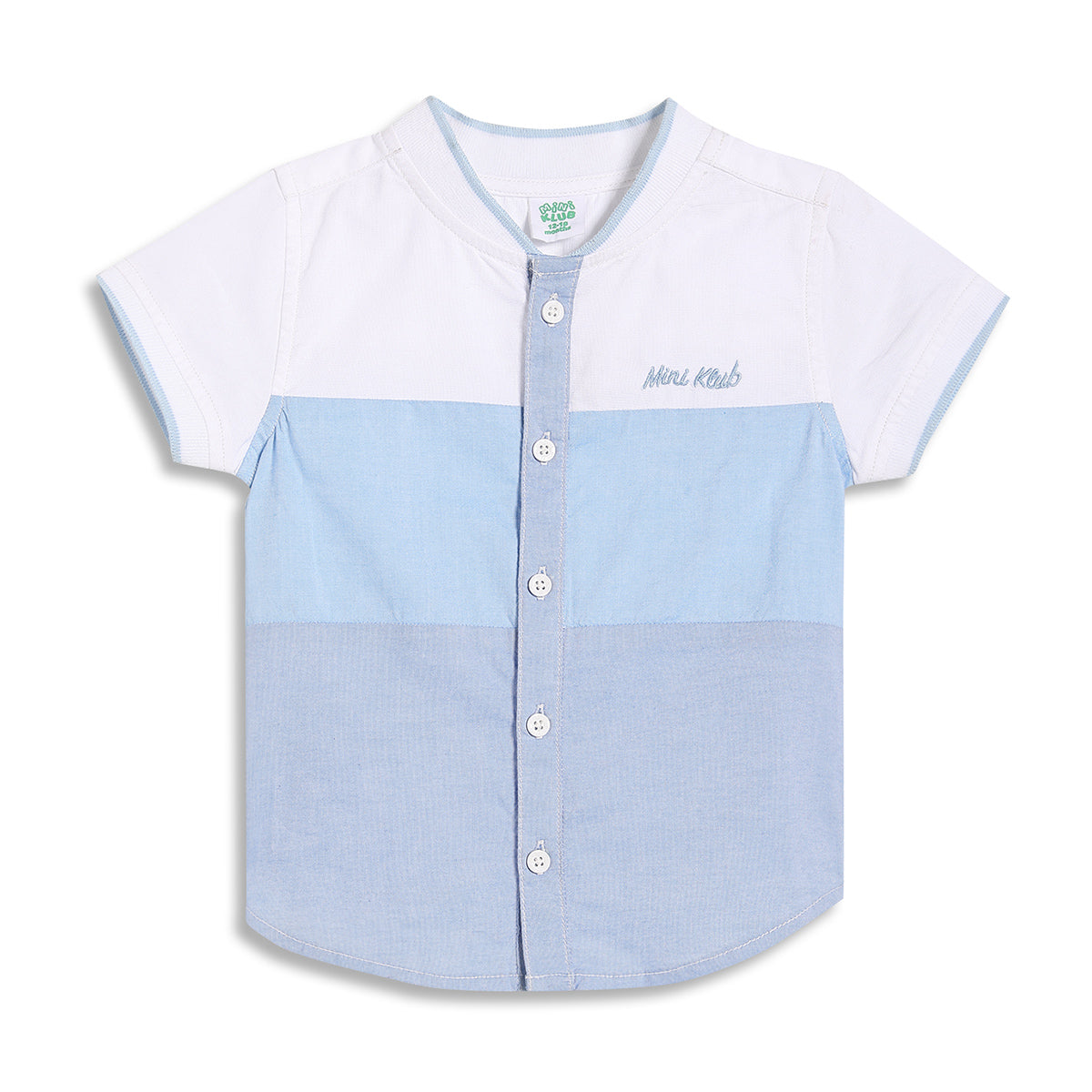 Baby Boys Colourblocked Shirt, White and Light Blue