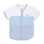 Baby Boys Colourblocked Shirt, White and Light Blue