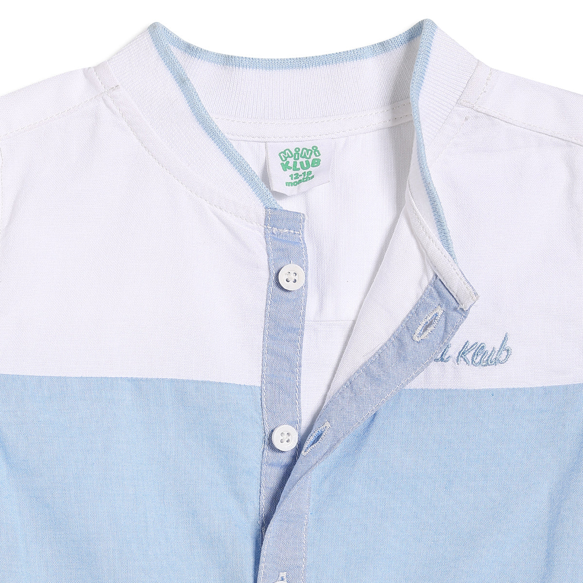 Baby Boys Colourblocked Shirt, White and Light Blue