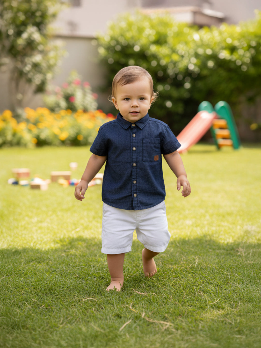 Baby Boys Solid Shirt, Navy Blue
