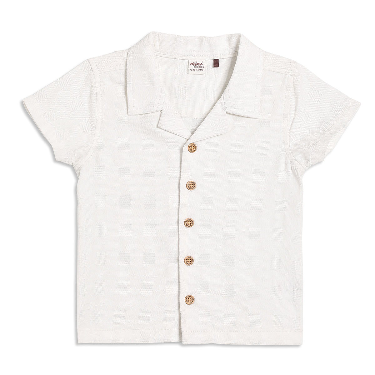 Baby Boys Textured Solid Shirt, White