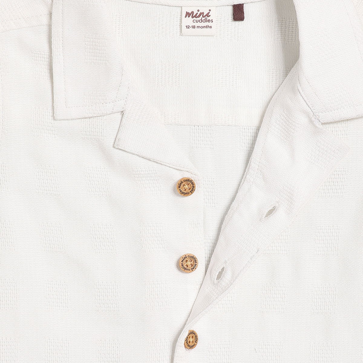 Baby Boys Textured Solid Shirt, White