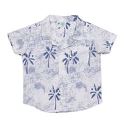 Baby Boys All Over Palm Print Shirt, White and Blue