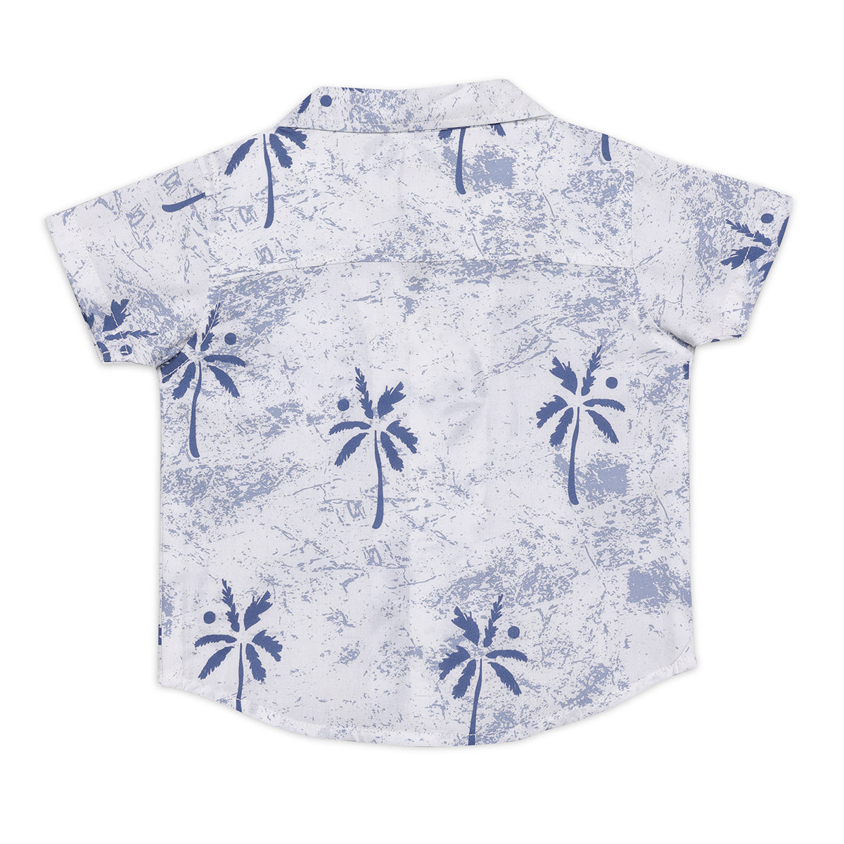 Baby Boys All Over Palm Print Shirt, White and Blue