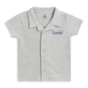 Baby Boys Grey Textured Cotton Casual Shirt Regular Fit Half Sleeves Kids Shirt
