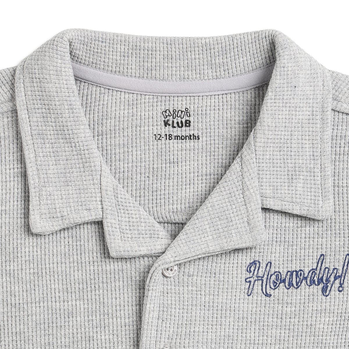 Baby Boys Grey Textured Cotton Casual Shirt Regular Fit Half Sleeves Kids Shirt