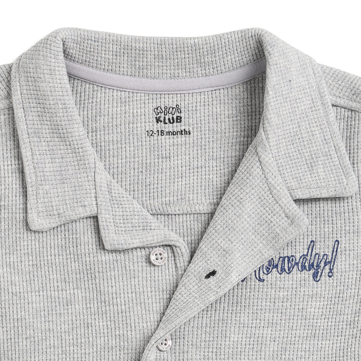 Baby Boys Grey Textured Cotton Casual Shirt Regular Fit Half Sleeves Kids Shirt