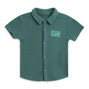 Baby Boys Green Textured Half Sleeves Casual Shirt