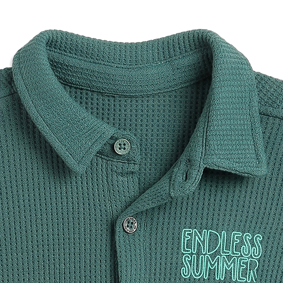 Baby Boys Green Textured Half Sleeves Casual Shirt