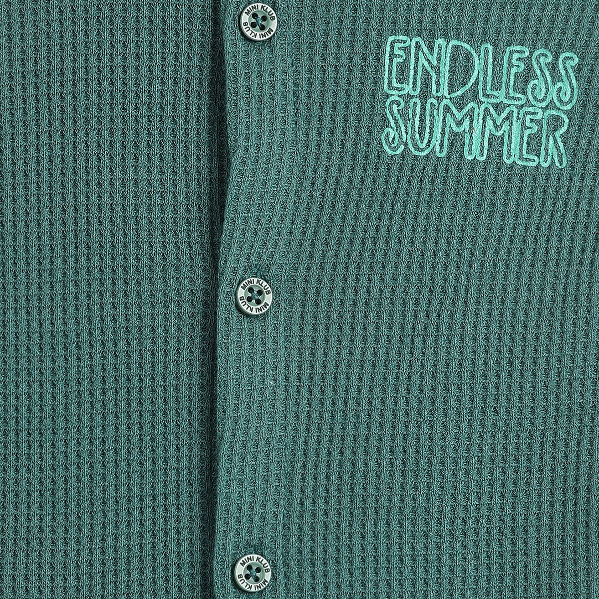 Baby Boys Green Textured Half Sleeves Casual Shirt
