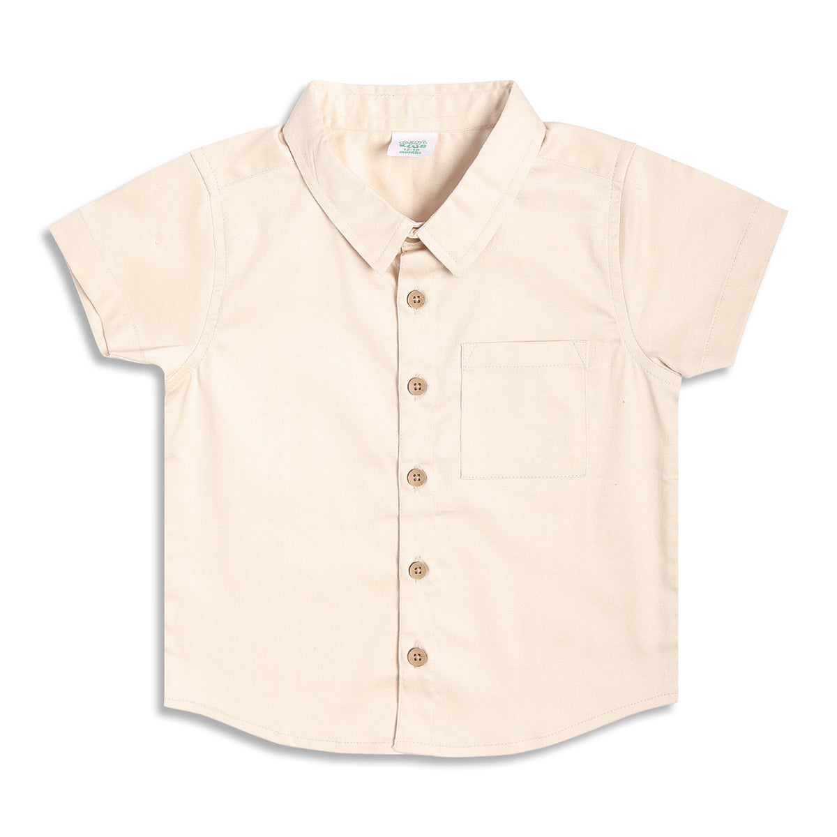 Boys Solid Cotton Shirt, Cream