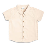 Boys Solid Cotton Shirt, Cream