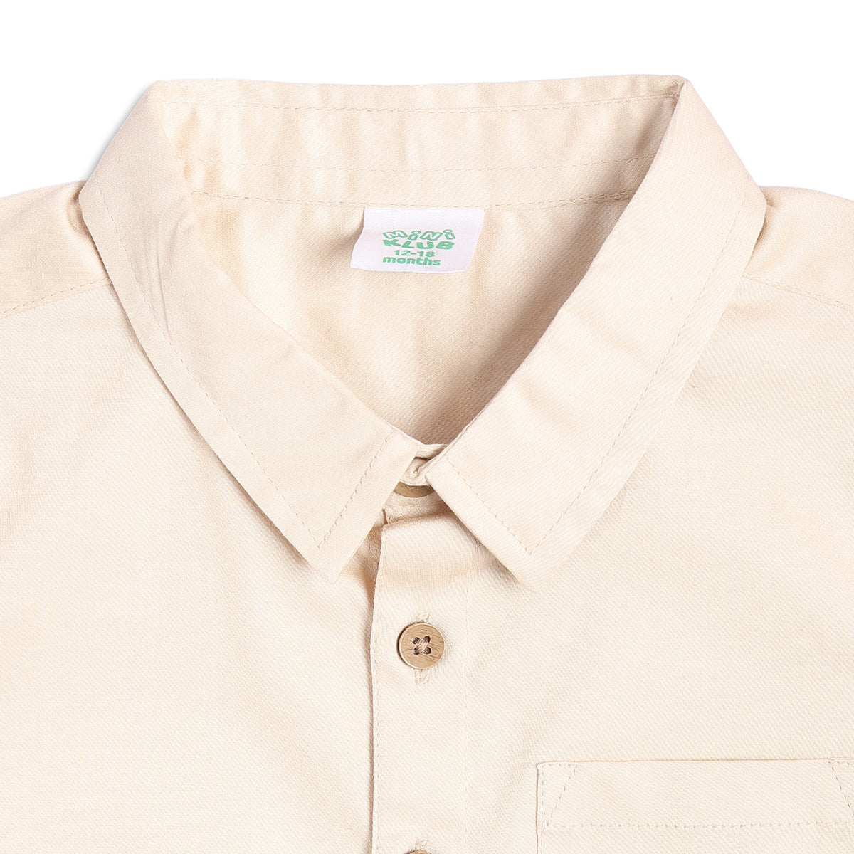 Boys Solid Cotton Shirt, Cream