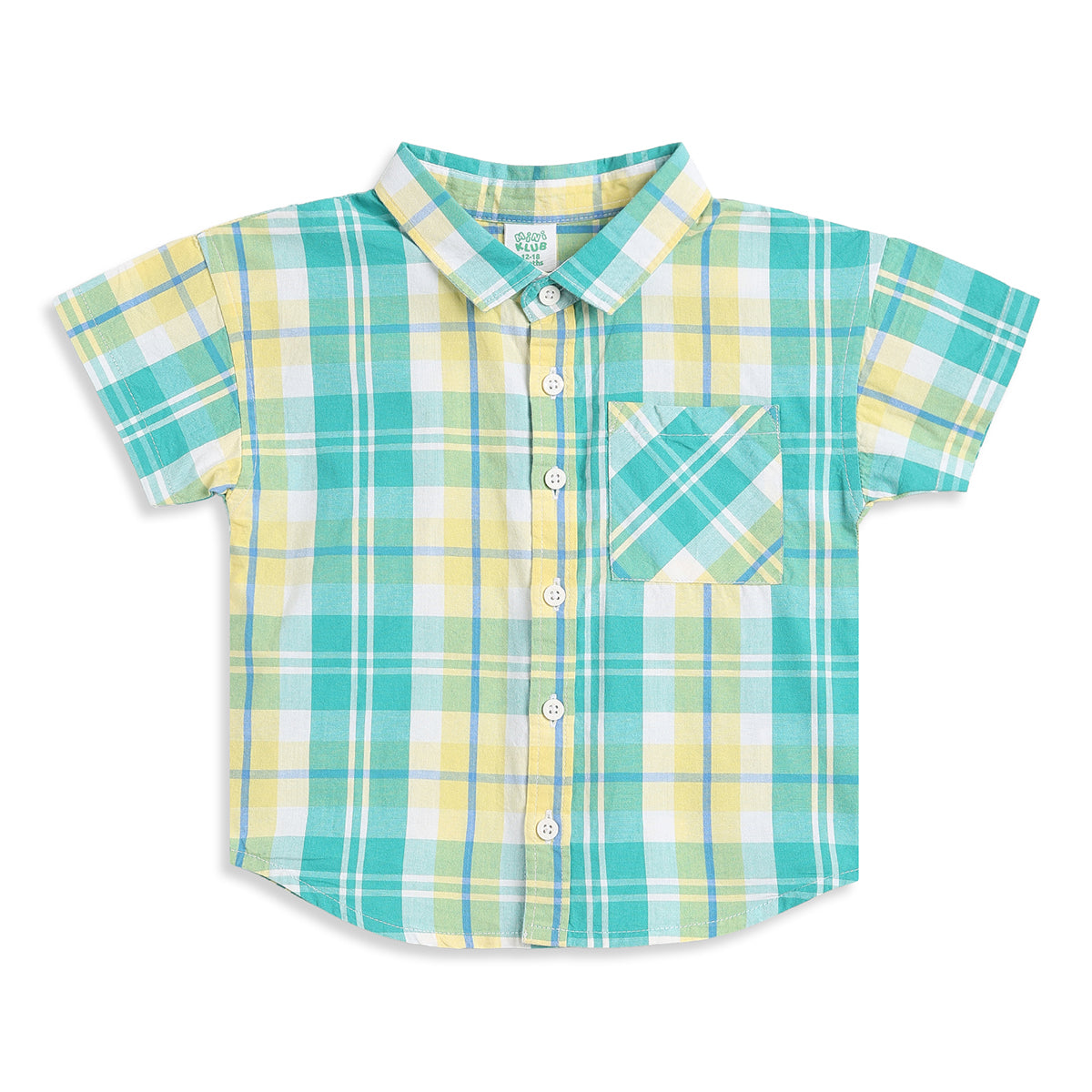 Baby Boys Green & Yellow Checked Half Sleeves Casual Shirt