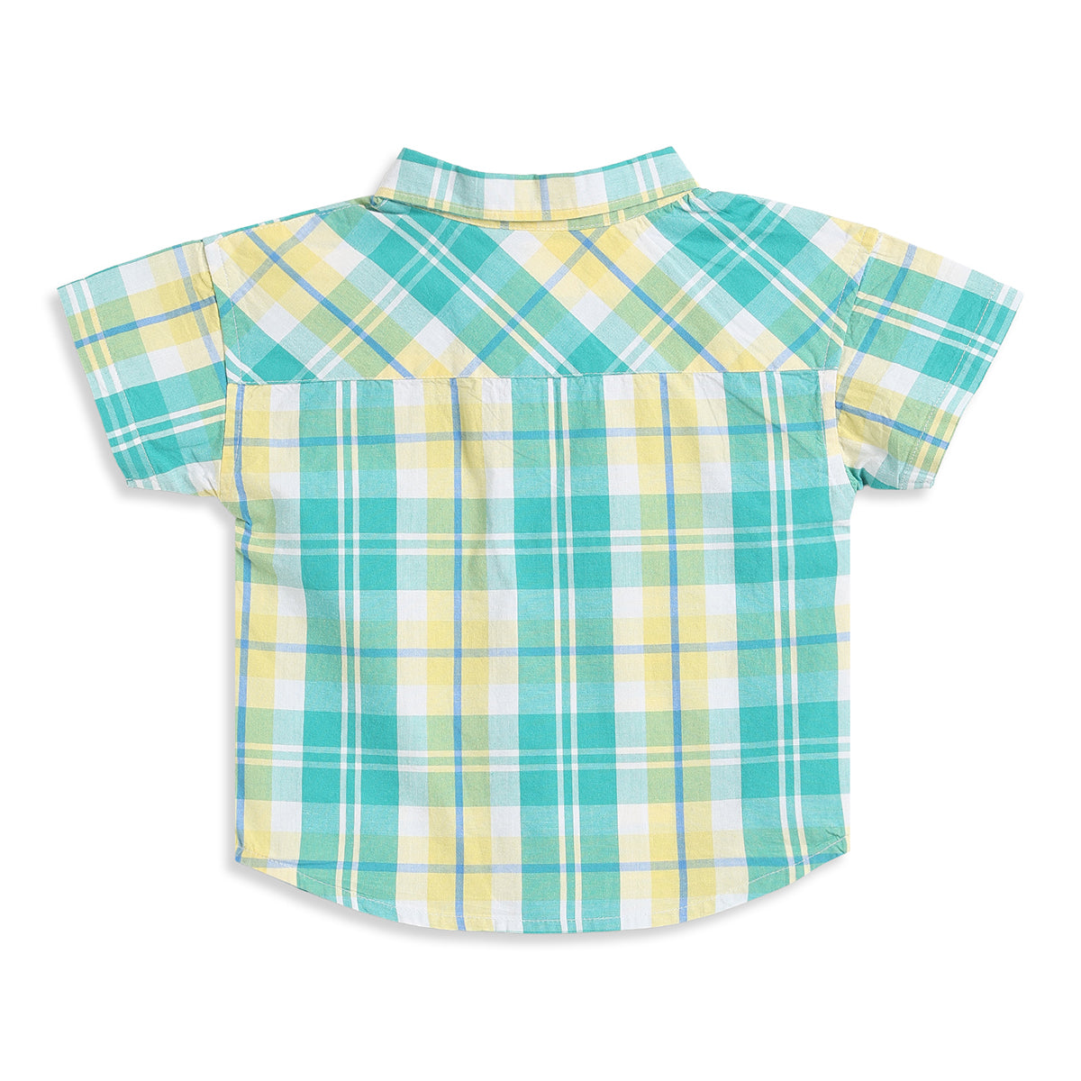 Baby Boys Green & Yellow Checked Half Sleeves Casual Shirt
