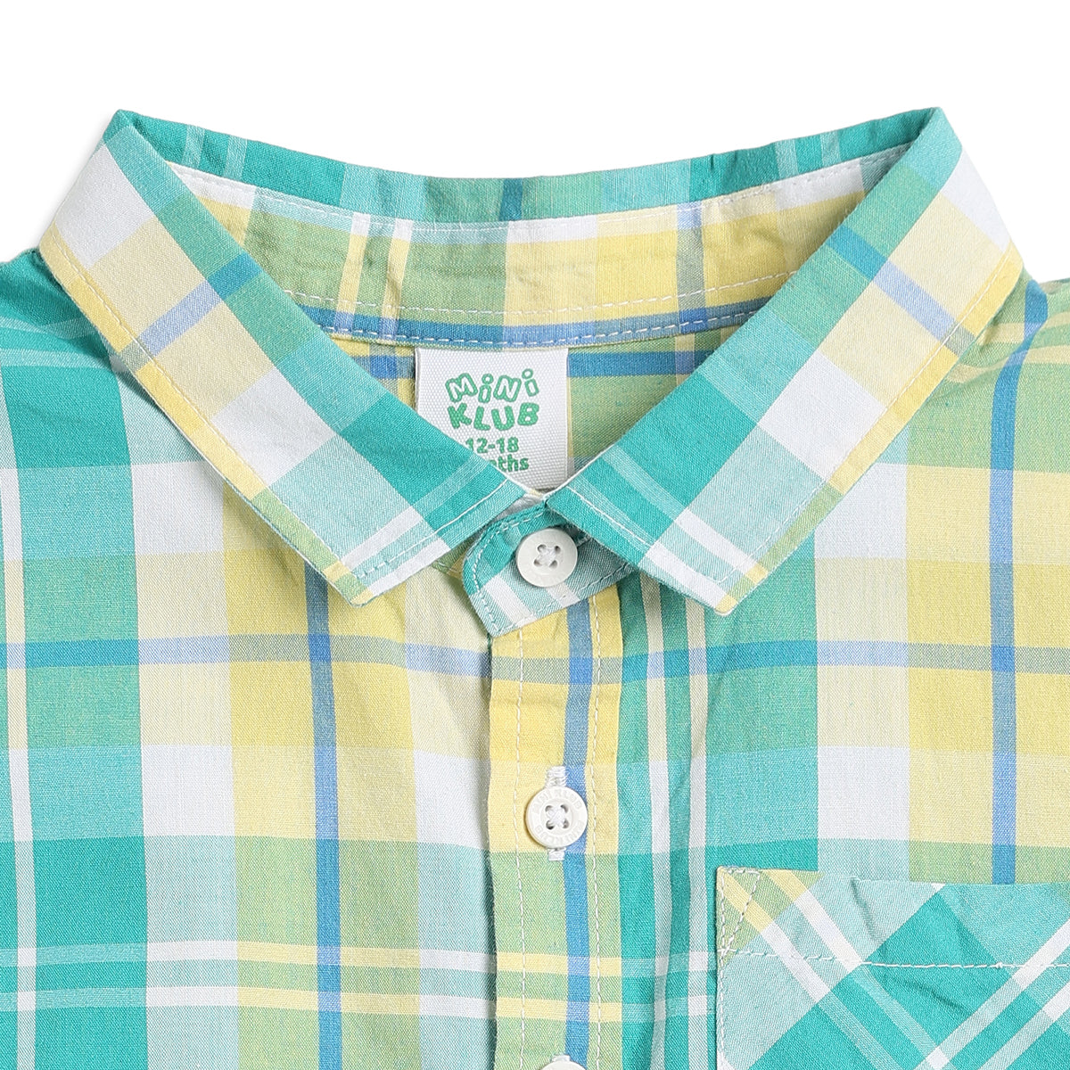 Baby Boys Green & Yellow Checked Half Sleeves Casual Shirt