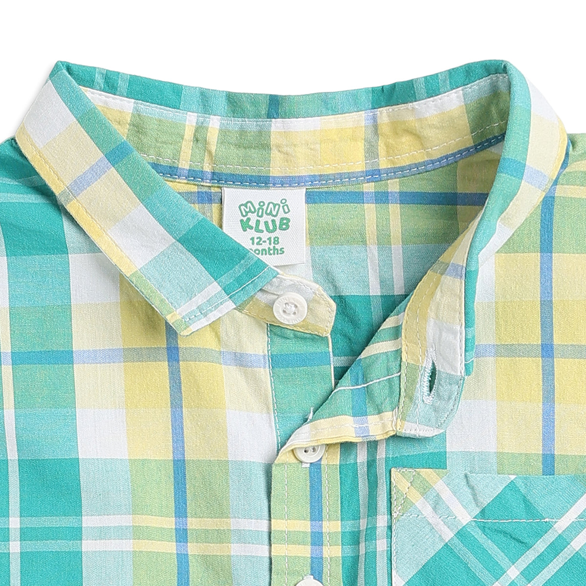Baby Boys Green & Yellow Checked Half Sleeves Casual Shirt