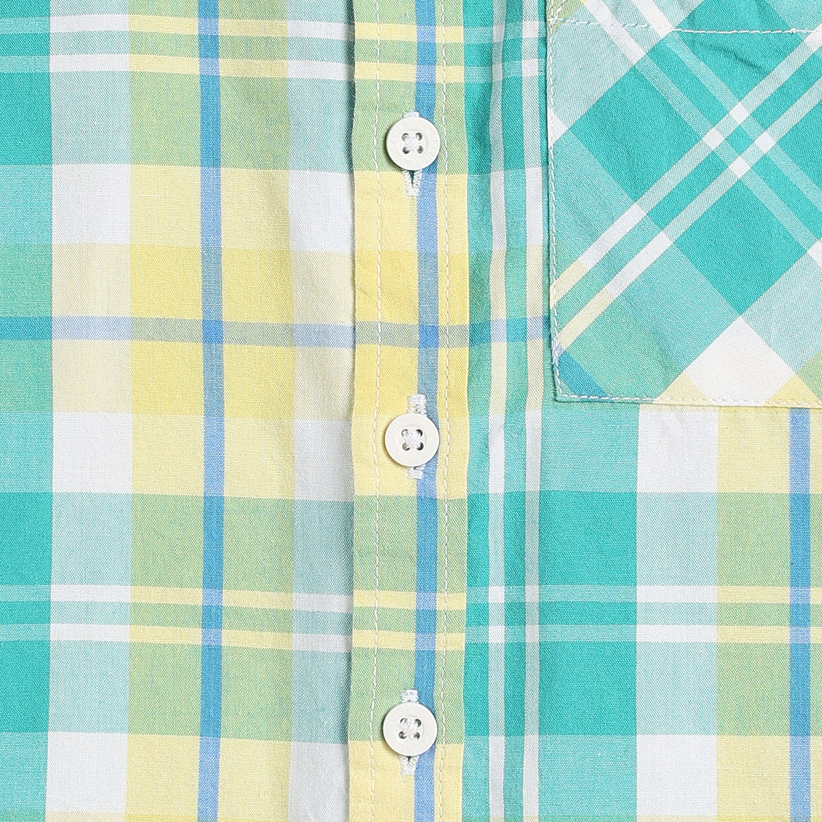 Baby Boys Green & Yellow Checked Half Sleeves Casual Shirt