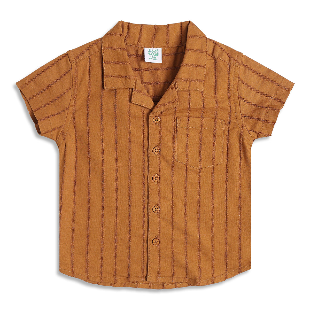 Baby Boys Brown Striped Cotton Casual Shirt Regular Fit Half Sleeves Kids Shirt