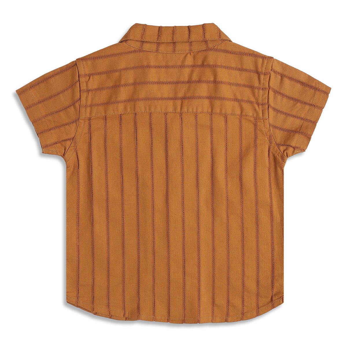 Baby Boys Brown Striped Cotton Casual Shirt Regular Fit Half Sleeves Kids Shirt
