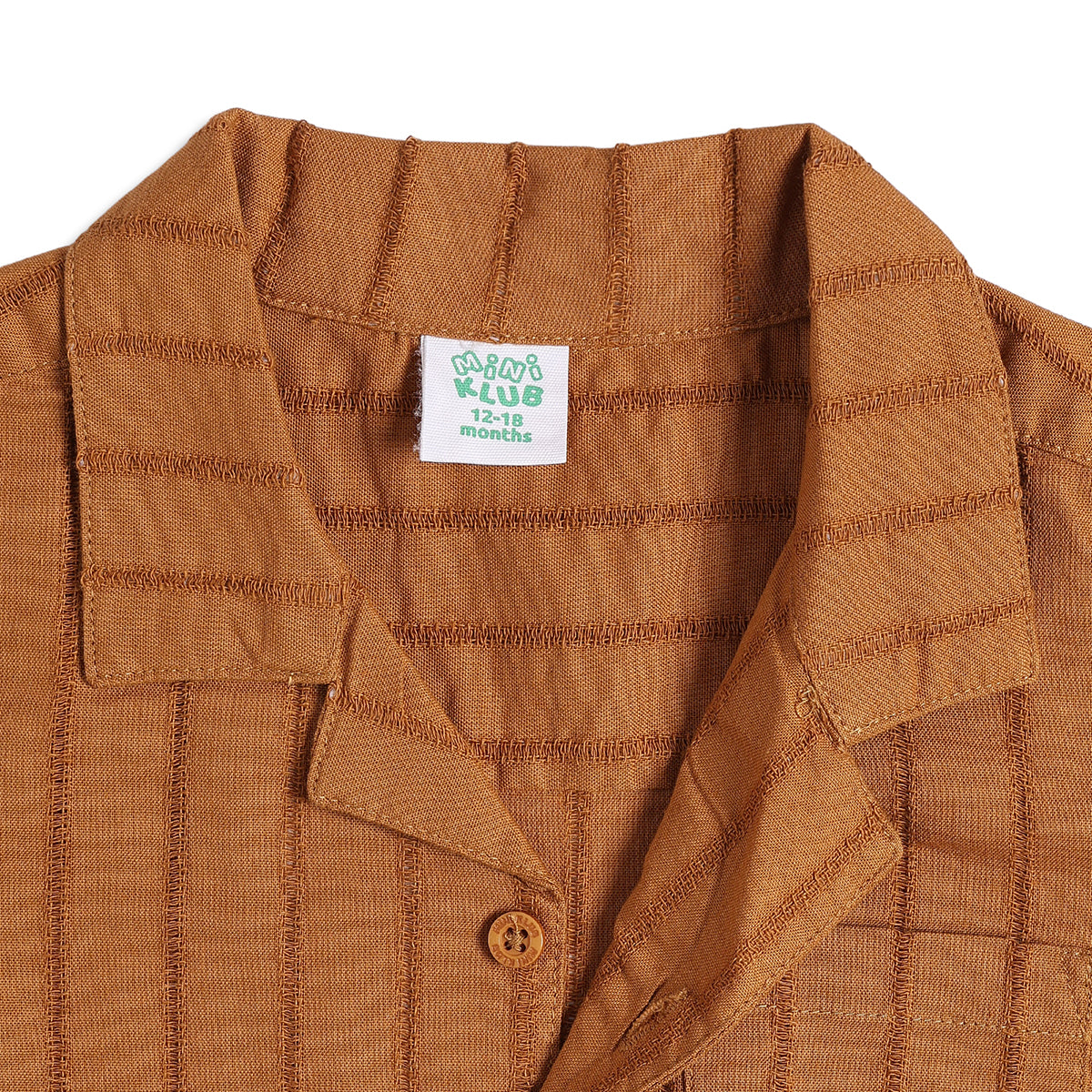 Baby Boys Brown Striped Cotton Casual Shirt Regular Fit Half Sleeves Kids Shirt