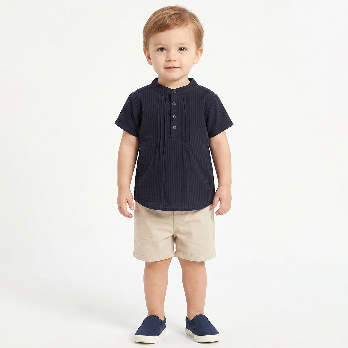 Baby Boys Navy Blue Cotton Shirt Regular Fit Casual Kids Shirt