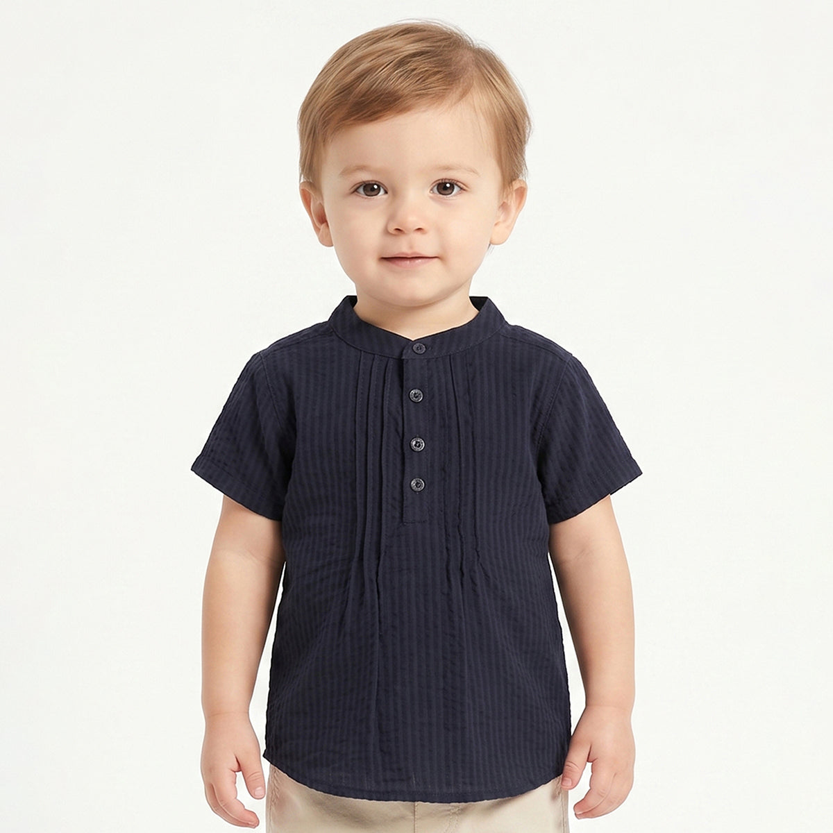 Baby Boys Navy Blue Cotton Shirt Regular Fit Casual Kids Shirt
