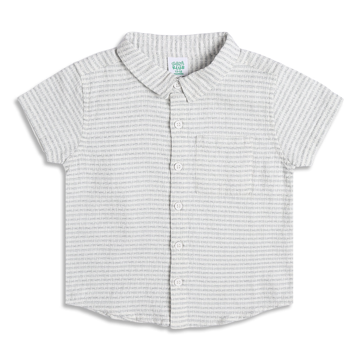 Boys Textured Cotton Shirt, Light Grey