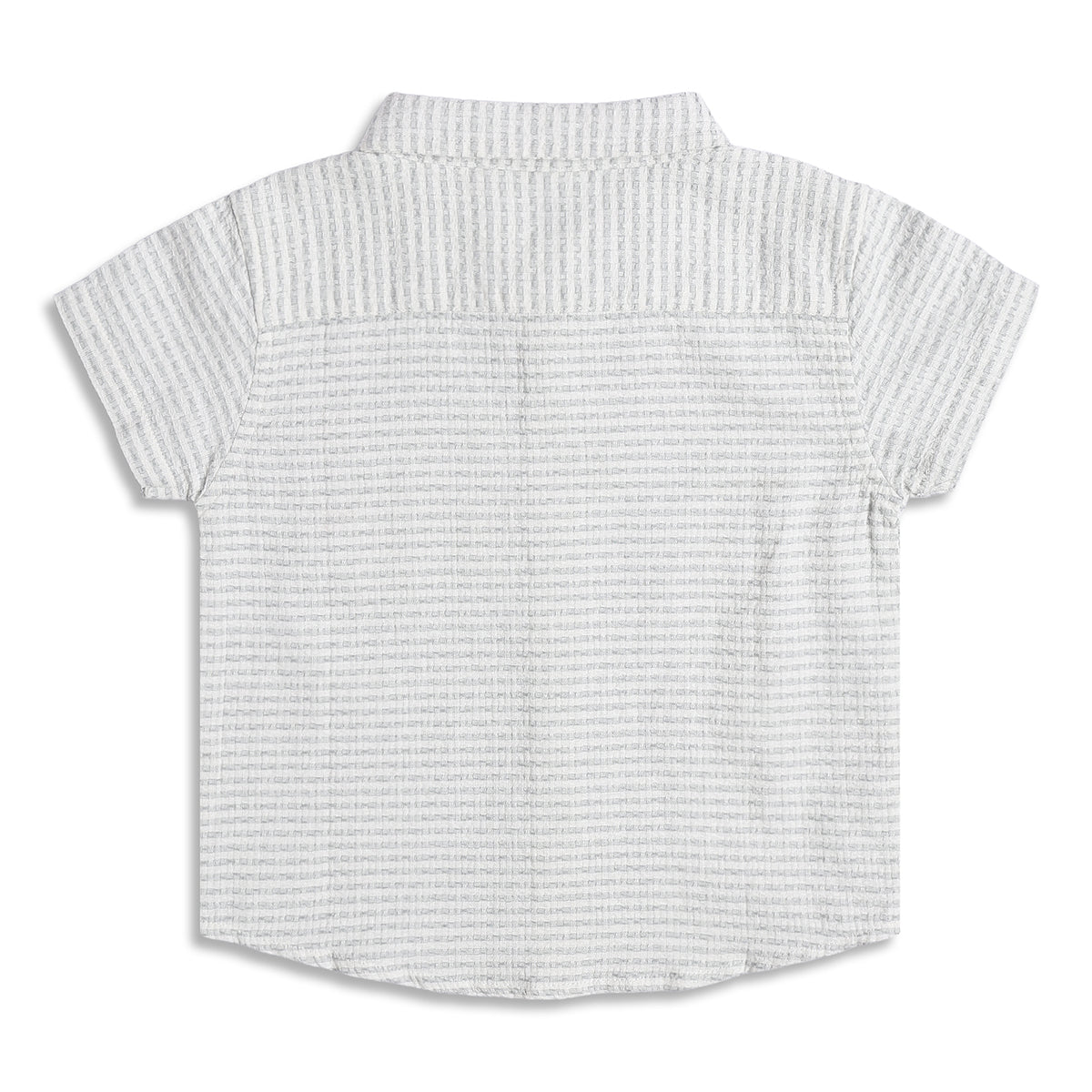 Boys Textured Cotton Shirt, Light Grey