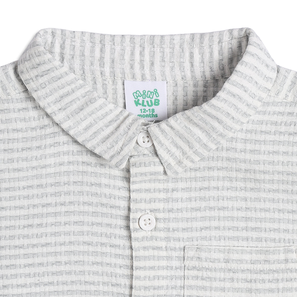 Boys Textured Cotton Shirt, Light Grey