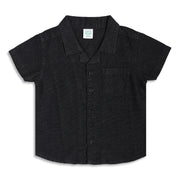 Kids Boys Textured Cotton Shirt, Black