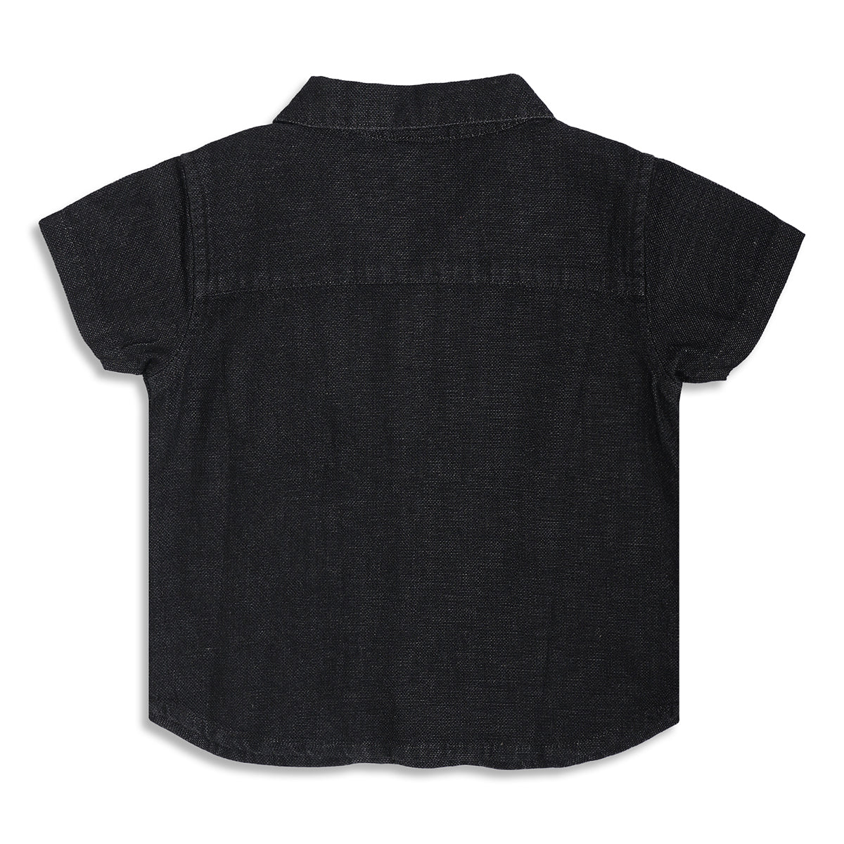 Kids Boys Textured Cotton Shirt, Black