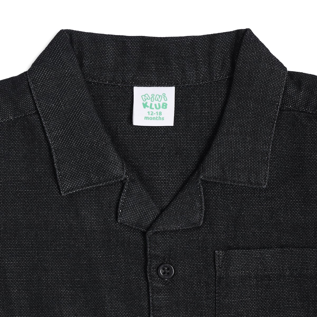 Boys Textured Cotton Shirt, Black