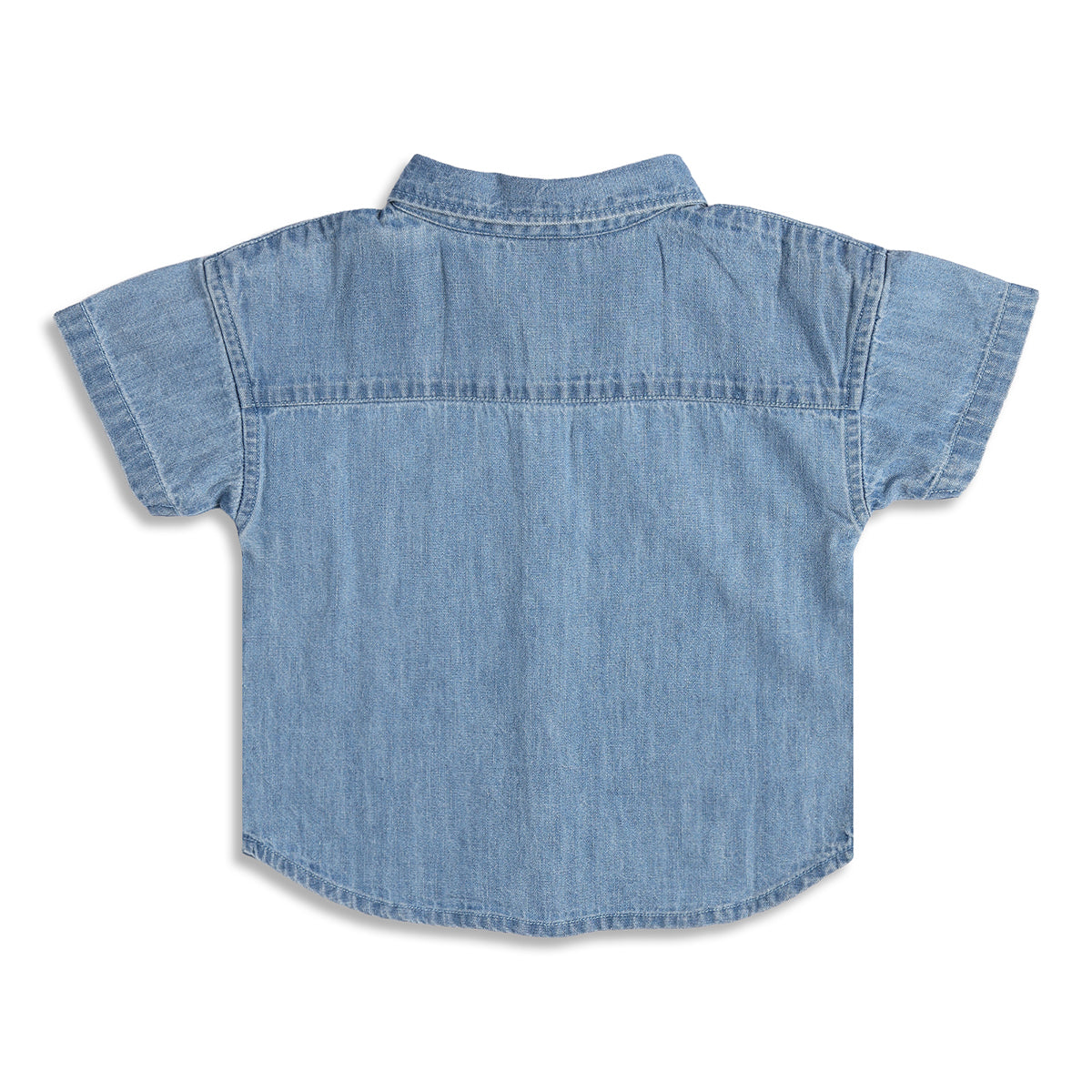 Kids Boys Denim Look Cotton Shirt, Blue