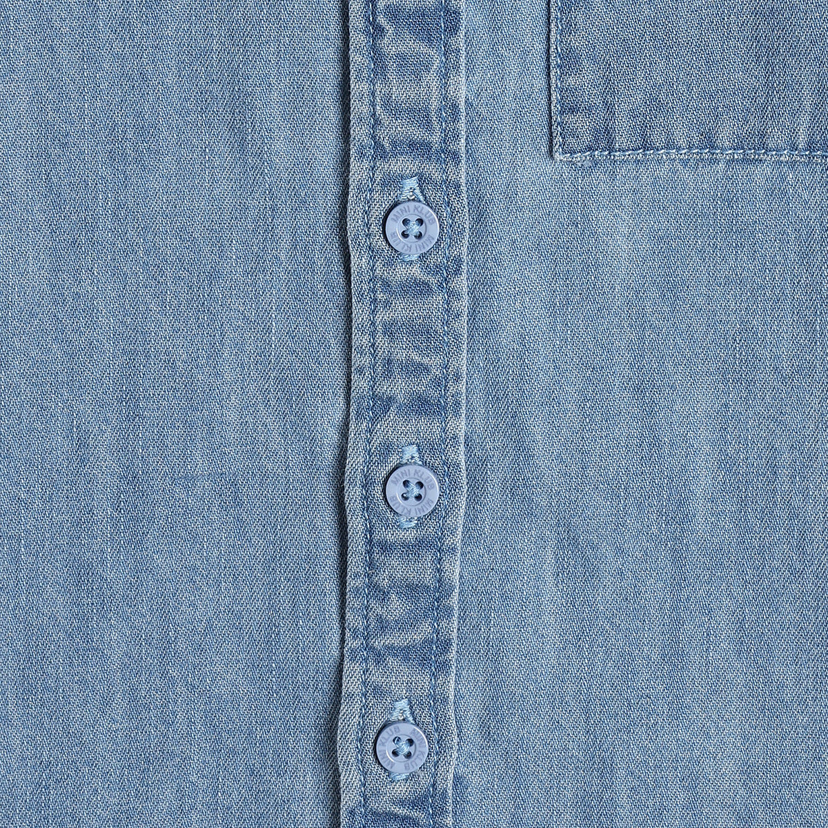 Kids Boys Denim Look Cotton Shirt, Blue
