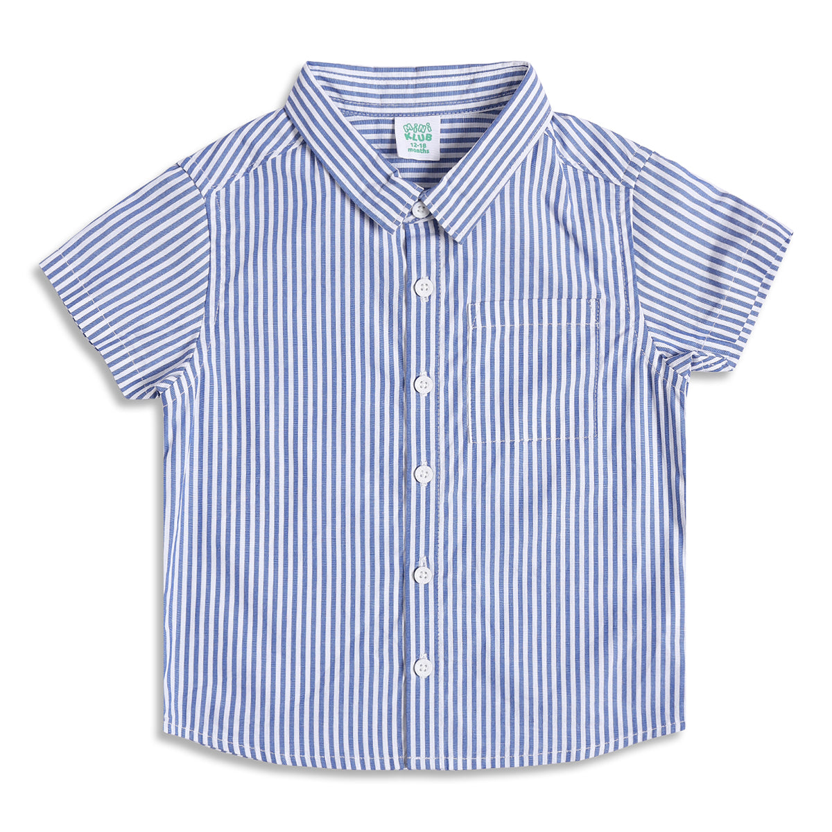 Baby Boys Blue & White Striped Cotton Casual Shirt Regular Fit Kids Shirt