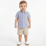 Baby Boys Blue & White Striped Cotton Casual Shirt Regular Fit Kids Shirt