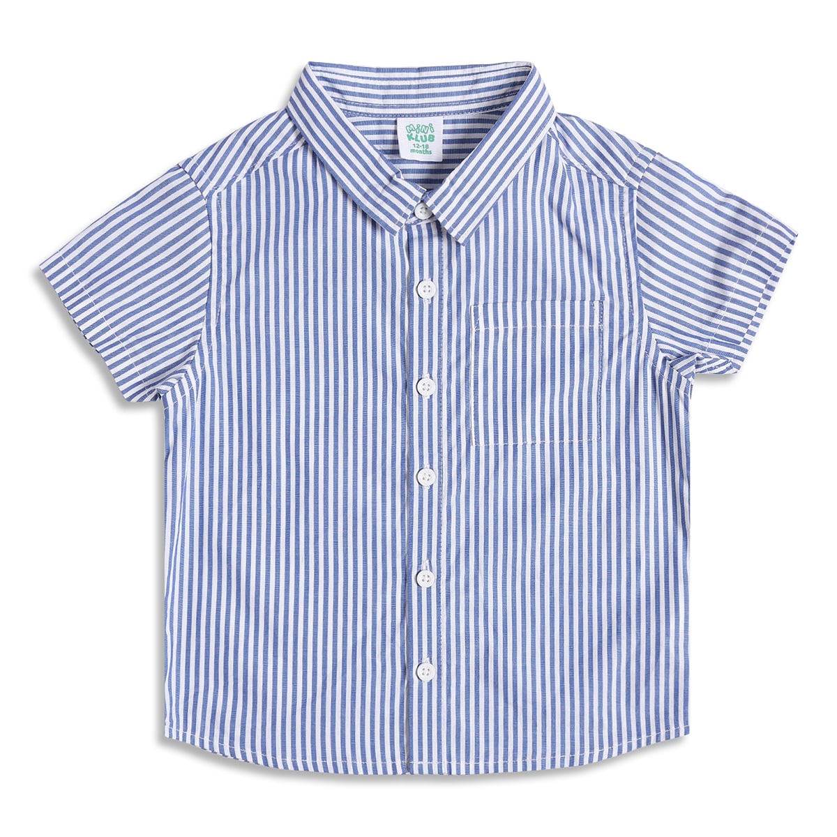 Baby Boys Blue & White Striped Cotton Casual Shirt Regular Fit Kids Shirt