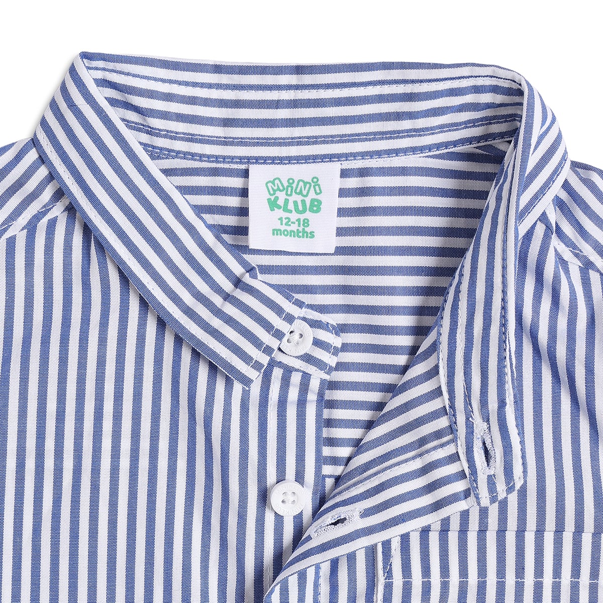 Baby Boys Blue & White Striped Cotton Casual Shirt Regular Fit Kids Shirt