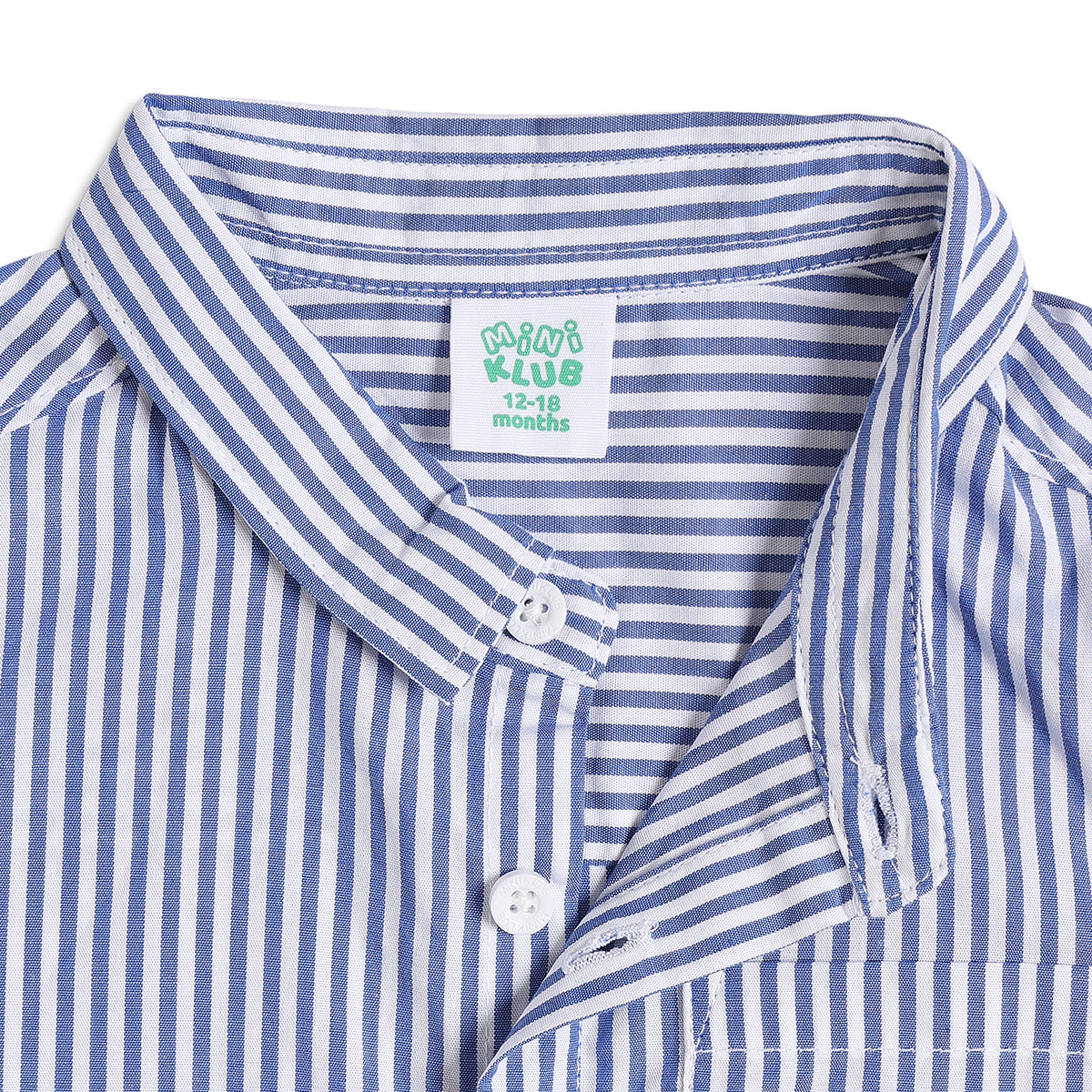 Baby Boys Blue & White Striped Cotton Casual Shirt Regular Fit Kids Shirt