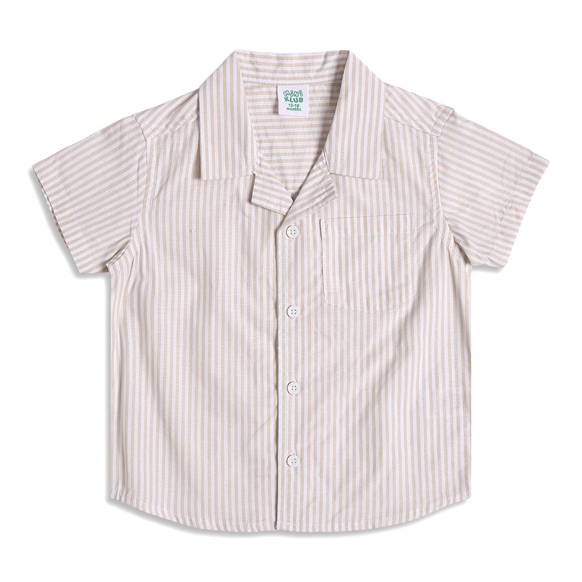 Baby Boys Beige & White Striped Cotton Casual Shirt Regular Fit Kids Shirt